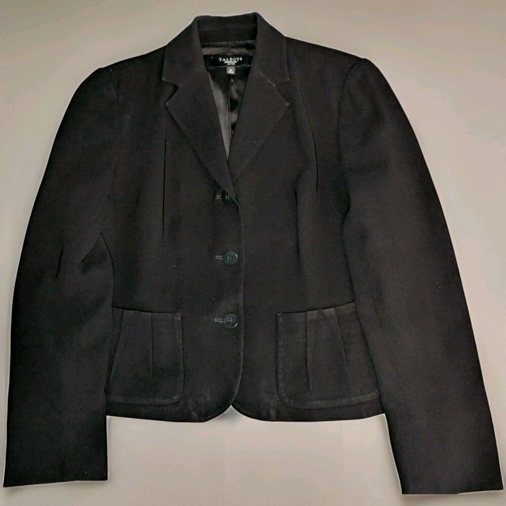 Talbots Womens 6 Petite 6P Black Cropped Blazer Jacket Tailored + Skirt SET OF 2 - Picture 15 of 16